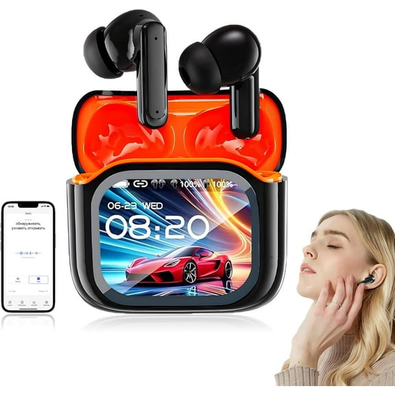 Wrongduck NE20 AI Translation Earbuds – Real-Time 140-Language Translator Earphones with LCD Touch Screen, 48dB Noise Reduction, HD Stereo Sound, Multi-Mode Support for Travel & Business