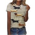 thumbnail image 2 of Qiopertar Blouse à Manches Courtes Imprimée Décontractée Style Mignon pour Femmes, Col Rond, Grandes Économies de Vacances! Liquidation à Moins de 5$ Livraison Gratuite, 2 of 6
