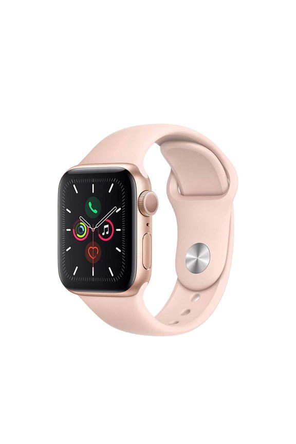 (Open Box) Apple Watch Series 5 GPS, 40mm Gold Aluminum Case with Pink Sand Sport Band - S/M & M/L