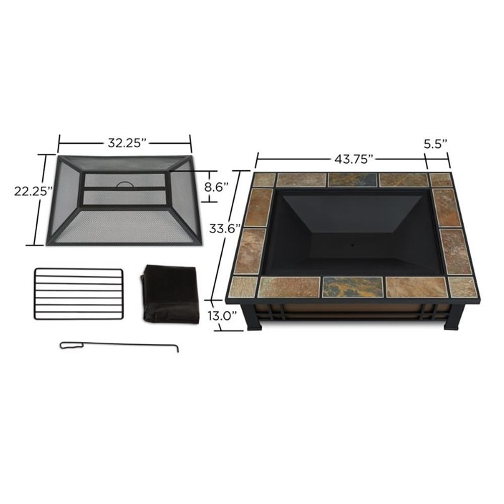 Real Flame Hamilton Wood Burning Fire Pit in Natural Slate Tile
