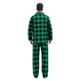 thumbnail image 5 of Apparonia Mens Pajamas Set Cotton Notched Collar Pajamas for Men Long Sleeve Mens Sleepwear with Pockets & Front Fly Christmas Green Plaid L, 5 of 7