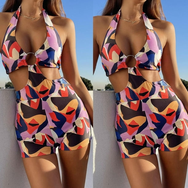Women's Tankini 2-Piece High Rise Bathing Suits Cross Back Tank Top Crop Top  Bikini Padded Corset