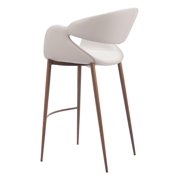Limay Barstool Beige & Walnut Barstool, Modern Style, Plush and durable faux leather fabric, Steel, Indoor Bar