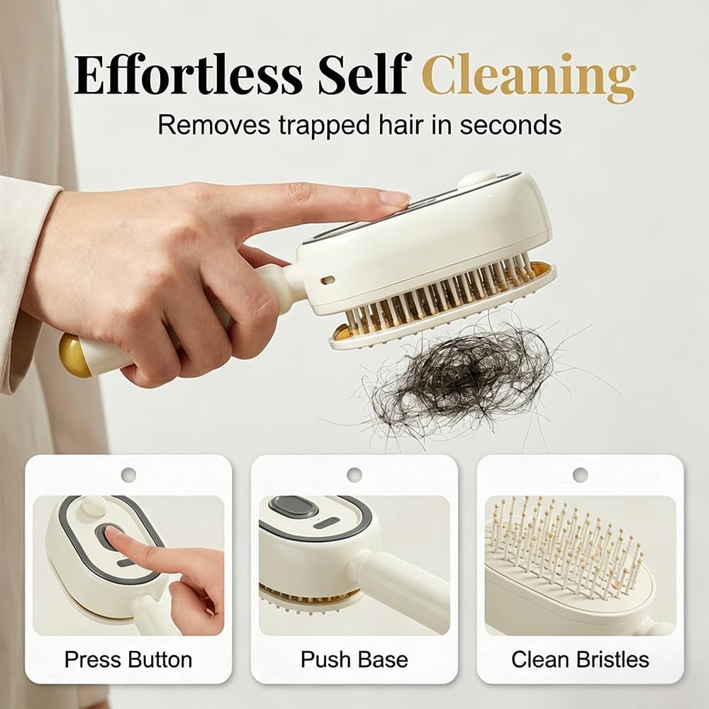 Wet Electric Hairbrush with Water Spray for Women, Rechargeable Red Light Air Cushion Mister Steam Brush for Damp Hair Spa Styling Detangling Cleaning Grooming