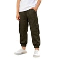 thumbnail image 6 of Summer Boys Girls Cargo Pants Elastic Waist with Pockets Green Joggers Hiking Wide Leg Cargo Pants Y2K Street Baggy Trousers 6-7 Years, 6 of 8