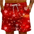 thumbnail image 6 of Midsumdr Mens Shorts 2025 Casual Loose Plus Size Shorts Valentine's Day Love Heart Printed Drawstring Beach Shorts with Pockets, 6 of 7