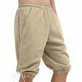 thumbnail image 6 of Men Casual Loose Linen Drawstring Pants Joggers Trousers Elastic Waist Straight Leg Cropped Pockets Lightweight Breathable Quick Dry Beach Vacation Summer Travel Outdoor Hiking, 6 of 9