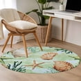 thumbnail image 4 of Round Rugs 4Ft, Sage Green Coastal Round Area Rug Washable Indoor Throw Carpet, Summer Ocean Starfish Shell Soft Non Slip Circle Rug for Kitchen Nursery Room Home Decor Aesthetic, 4 of 8