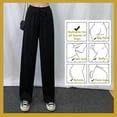thumbnail image 2 of Pantalones de pierna ancha de seda de hielo para mujer, pantalones largos informales de verano con cintura elástica suelta, 2 of 4