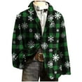 thumbnail image 3 of oelaio Mens Christmas Blazer Jacket Plus Size Corduroy Sport Coats Xmas 3D Print Button Lapel Suit Jackets Snowflake Santa Blazers with Pockets Festival Dinner Party Winter Outerwear Green XXXL, 3 of 8