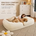 thumbnail image 4 of Miniyam Adjustable Folding Floor Chair Convertible Sofa Bed in Corduroy for Living Room Bedroom, Beige, 4 of 7