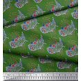 thumbnail image 2 of Soimoi Green polyester Crepe Fabric Text,Star & Firecrackers Party Print Fabric by Yard 42 Inch Wide, 2 of 3