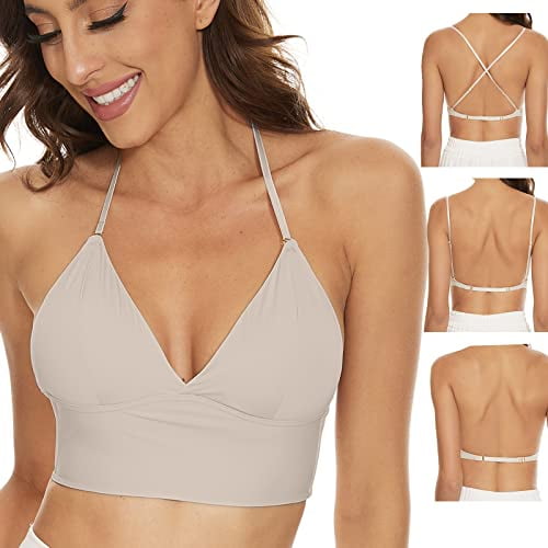 Low Back Bras for Women Backless Bralette with Convertible Strap Multiway  for Low Back Dress Nude 