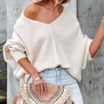 thumbnail image 3 of Suéter de gran tamaño para mujer, suéter de punto con cuello en V para mujer, suéter de punto con cuello en V, durabilidad probada en el tiempo, 3 of 8