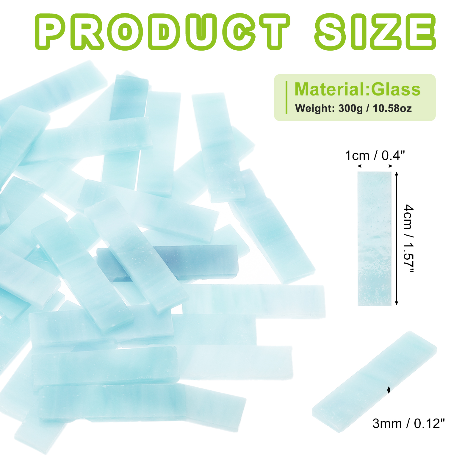 Stained Glass Strip, Light Blue Mosaic Tiles 300g/10.58 oz