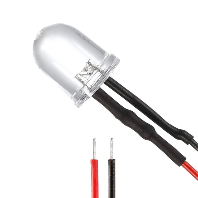 Bombilla LED preconectada de 12V 20mA - Lámpara redonda de 10 mm con cableado para bricolaje (10 piezas)