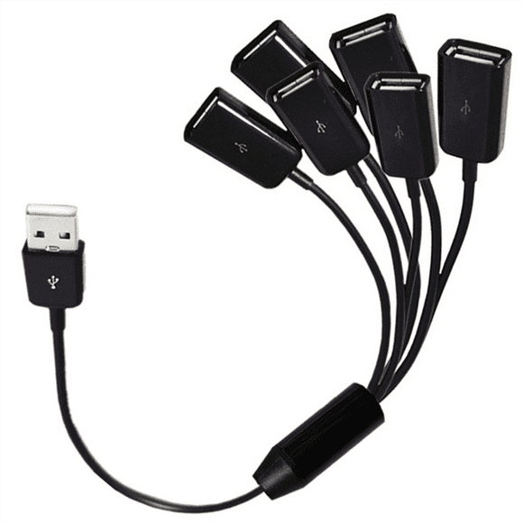 USB Extension Cable 6 in 1 USB Charge Fast 3A Charging Date Cable Y Splitter Cable USB Male to USB Female 1 to 6 Cord,1 x USB Extension Cable,Black