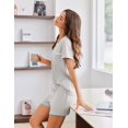 thumbnail image 3 of Ekouaer Womens Pajama Set Ribbed Knit Soft Shorts Pjs Summer Sleepwear Two Piece Casual Lounge Sets with Drawstring & Pockets, 3 of 6
