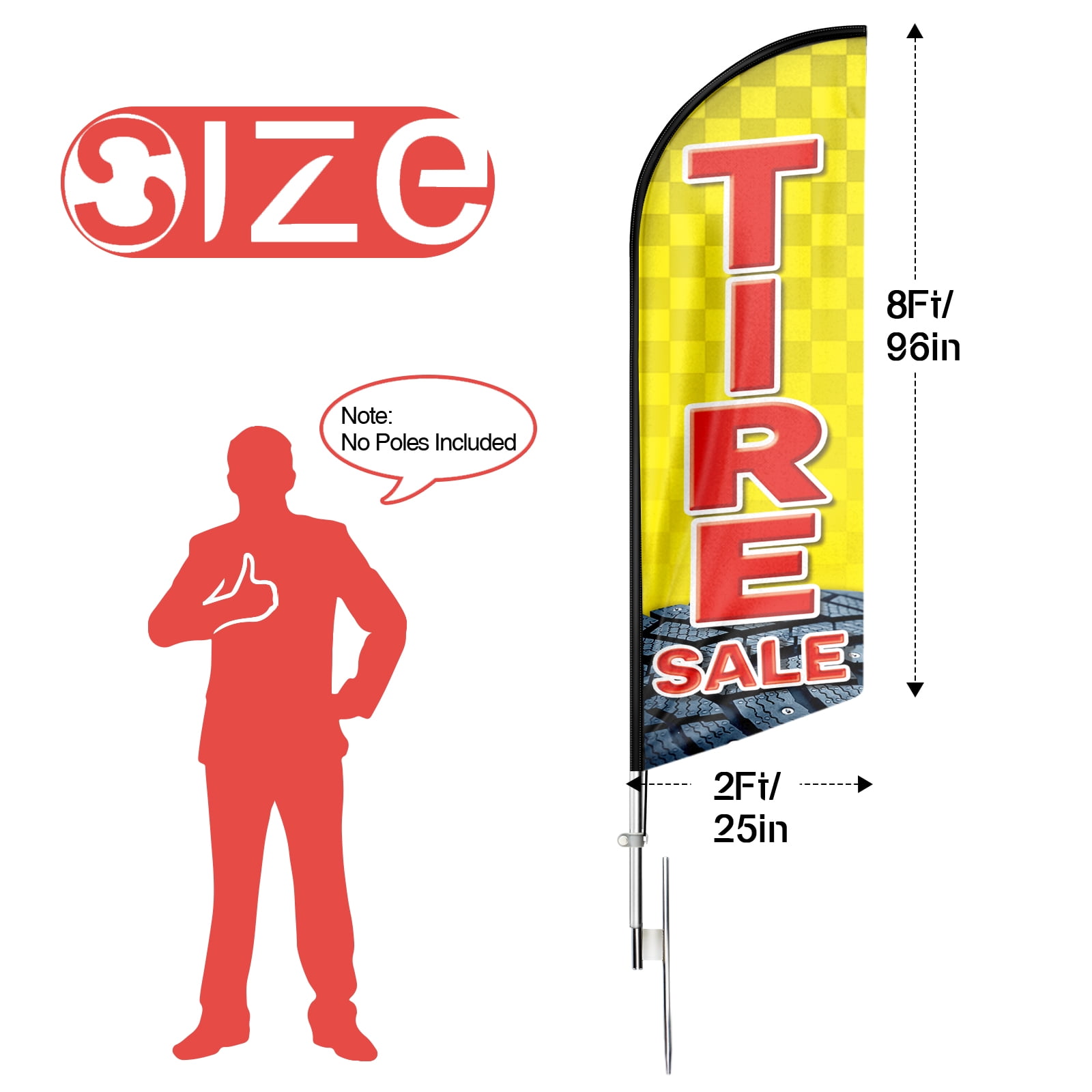 Tire Sale Sign Feather Flag,8FT Tire Sale outdoor advertising flag, Tire Sale Business Sign,Tire Sale Swooper Flag（FLAG ONLY）