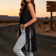 thumbnail image 3 of APEXFWDT Women's Suede Fringe Vest, Sleeveless Open Front Cutout Western Tassel Long Waistcoat, 3 of 7