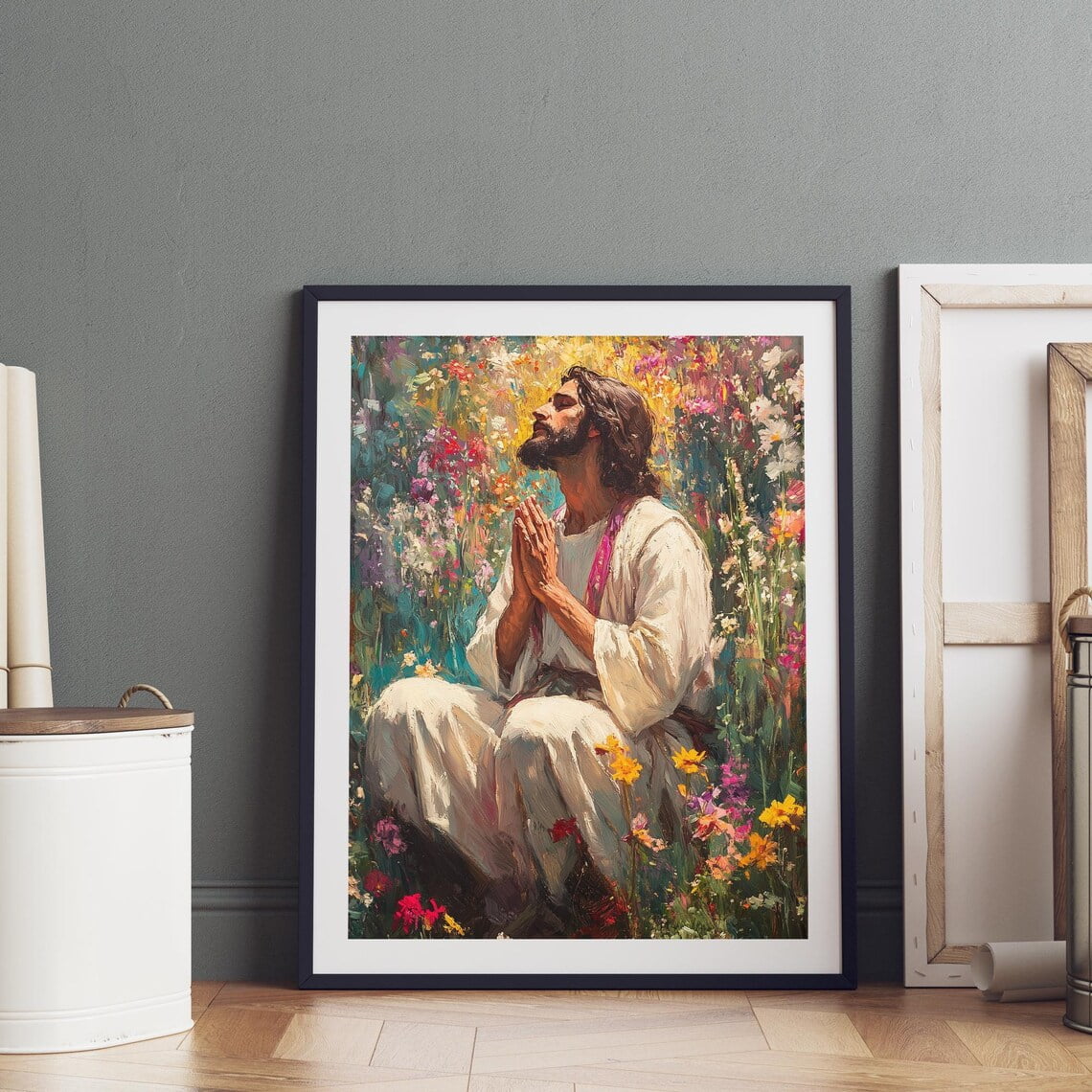 Jesus Praying in the Garden Christian Bible Story Poster Spiritualwork for Home Inspirational Religious Decor