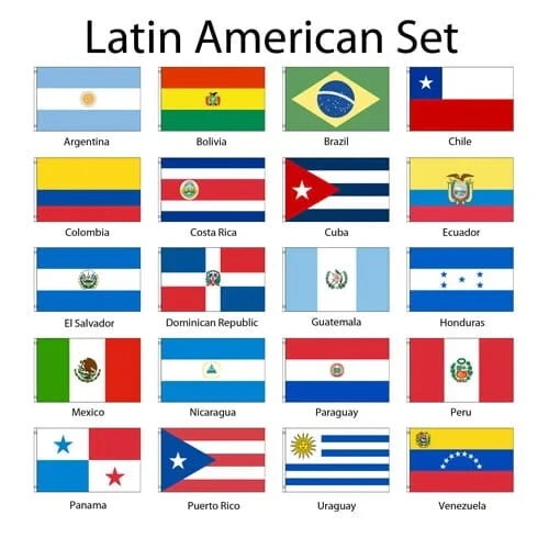 Set of 20 Latin American 3x5ft Poly Country Flag Set