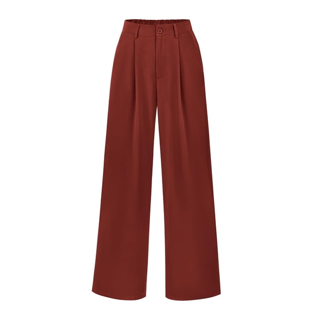 Pantalones PRETTYGARDEN Palazzo de Pierna Ancha Rojo Óxido Talle Alto XL