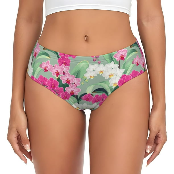 Balery Orchids Flowers Ropa Interior de Algodón para Mujer con Dibujo – Braguitas Cómodas y Elásticas, Estilo Clásico-3X-Large