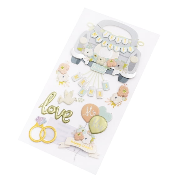 12 Pack: Just Married Car Dimensional Stickers by Recollections