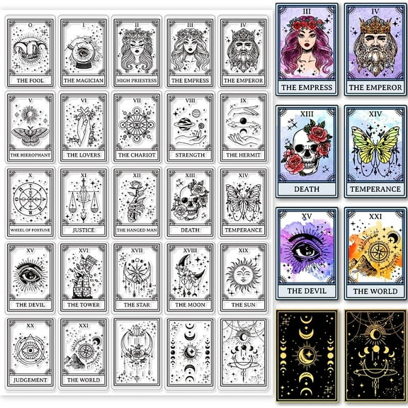 Tarot Theme Pattern Clear Stamps Vintage Style Silicone Transparent Stamps Stars Constellations Witches Clear Stamp Seals for DIY Scrapbooking DIY
