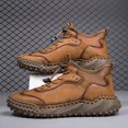 thumbnail image 5 of Men's Casual Genuine Leather Shoes Outdoor Lightweight Breathable Hand-Stitched Boots for Driving Walking Classic Shoes Brown 6.5 US, 5 of 7