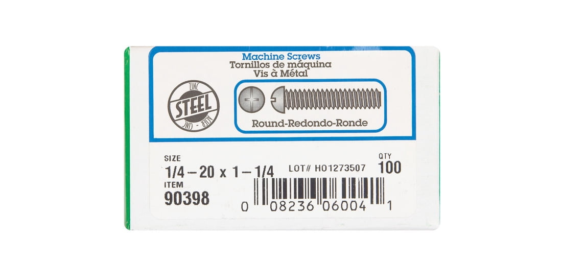 Hillman Machine Screw 90398 Zinc-Plated - 100 Box, 1/4"-20 x 1-1/4"