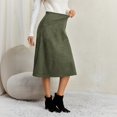 thumbnail image 6 of Faux Suede Midi Skirt for Women Vintage High Waisted A-Line Trendy Fall Winter Business Causal Skirts S, 6 of 8