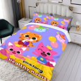 thumbnail image 3 of PINKFONG Conjunto de sábanas temático, trío de piezas, cómodo y amigable con la piel, diseño único, regalo de decoración para el hogar para familiares, amigos y fans,173X218cm, 3 of 6