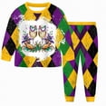 thumbnail image 2 of KPOPLK Toddler Baby Boy Clothes Carnival Print Long Sleeve Sweatshirt Pullover Tops and Jogger Pants Cute Fall Winter Outfit(4-5 Years,), 2 of 7