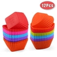 thumbnail image 2 of Molde de silicona para pasteles, molde redondo con forma de corazón, para hornear magdalenas, cocina casera, sin BPA, 12 unidades por lote, 2 of 4
