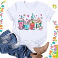 thumbnail image 2 of YDLCAFD Hauts à Manches Courtes pour Femmes Blouse Décontractée pour Femmes Chemises Imprimées Jour de Pâques Col Rond Tee-Shirt Manches Courtes Tunique Chemise Manches Longues Protection Solaire Femmes, 2 of 4
