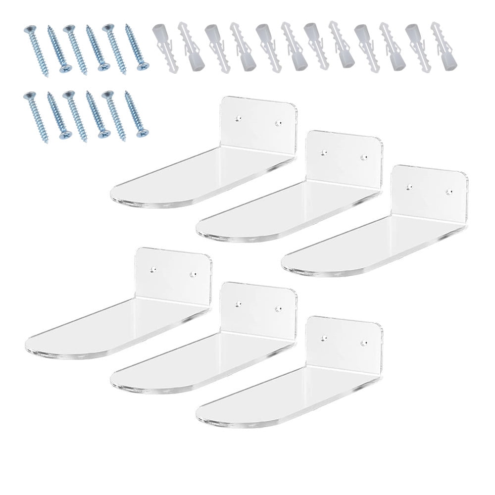 Clear Plastic Wall Mount Set of 5 Screw Mounted Floating Sneaker Display 