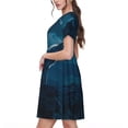 thumbnail image 2 of Disketp Lonely Night Wolf para Vestido de Manga Corta para Mujeres, Vestidos de Verano para Mujeres, Casual y Holgado para la Playa, 2 of 6