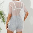thumbnail image 4 of Womens Swim Coverup Mesh Beach Cover Up Dress Sheer See Through Sarong Kimono Bikini Swimsuit Wrap Sun White,M, 4 of 9