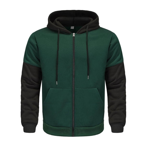 pstuiky camisas de manga larga para hombre, Chaqueta con capucha y cremallera para hombre, con bloques de color y manga larga de terciopelo. camisetas de hombre s