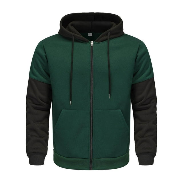 pstuiky camisa de manga larga para hombre, Chaqueta con capucha y cremallera para hombre, con bloques de color y manga larga de terciopelo. salir tops xl
