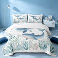 thumbnail image 2 of Erosebridal Ocean Whale Bed Spread Queen, Sea Animal Queen Coverlet Set, Reversible 3 Pieces, 1 Quilt and 2 Pillowcases, 2 of 7