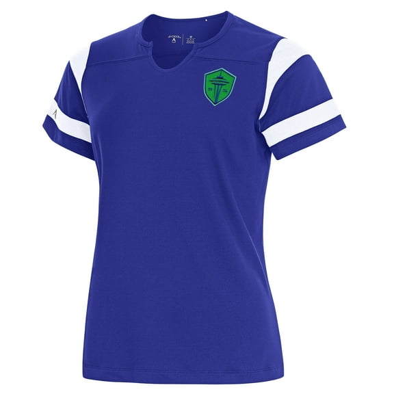 Women's Antigua Royal Seattle Sounders FC Encounter Notch Neck T-Shirt
