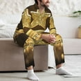 thumbnail image 7 of Sikiie Golden Glitter And Light Mens Pajama Set, Soft Warm Long Sleeve Sleepwear, Cozy Button-Down Pjs for Men-Large, 7 of 7