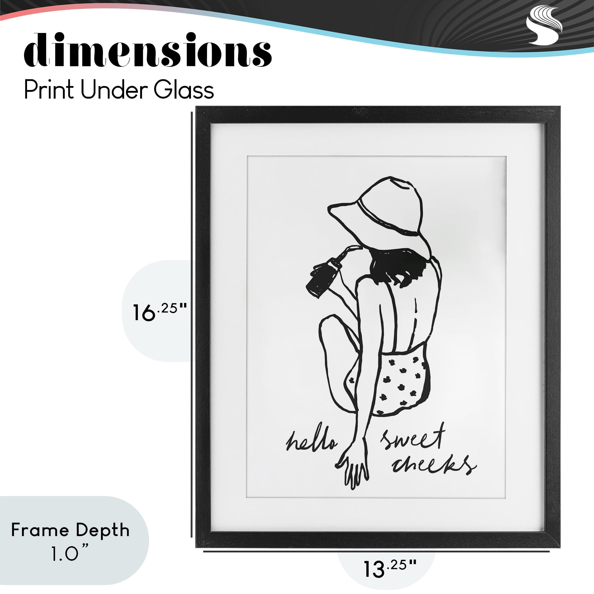 Stupell Industries Bathroom Refresh Sweet Cheeks Black Framed Print Under Glass, design by Lettered and Lined