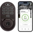 thumbnail image 1 of Kwikset Halo Keypad Wi-Fi Cerradura de puerta inteligente con manija y palanca de entrada Prescott, cerrojo electrónico, control remoto de aplicación sin necesidad de concentrador, níquel satinado, 1 of 5