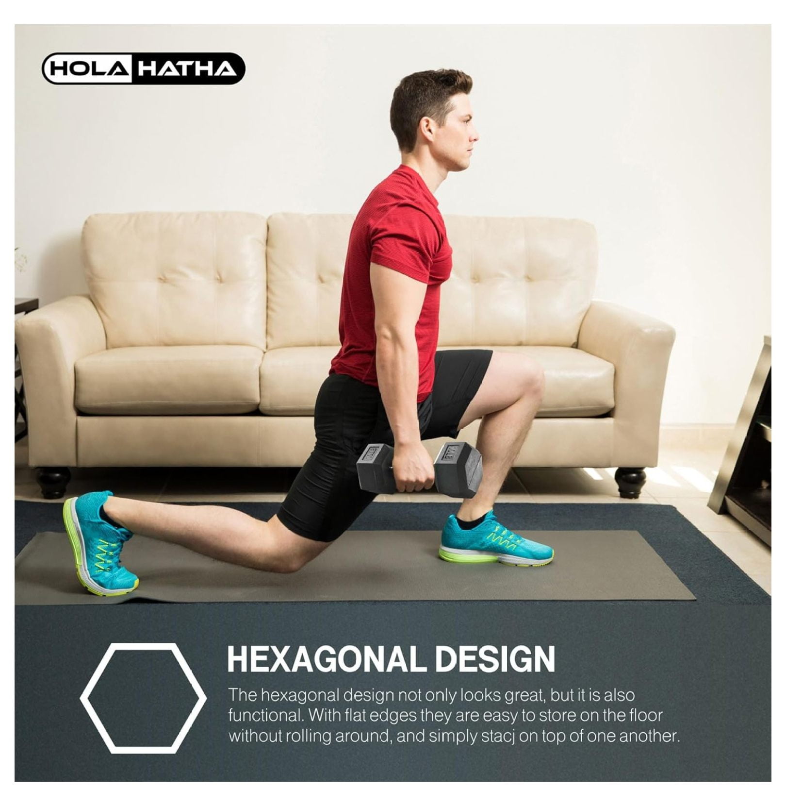 Iron Hexagonal Cast Exercise Dumbbell Free Weight with Contoured Textured Grip for Home Gym Exercise and Strength Training