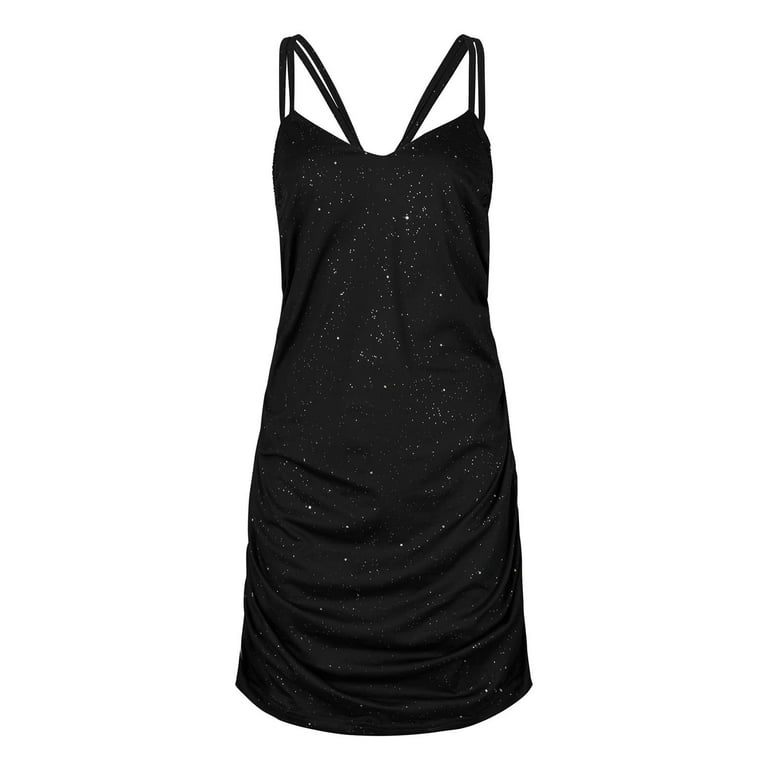 Usmixi Womens Dresses Night Club Sexy Spaghetti Strap Sequin