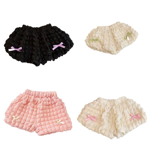 Kureaily Girls Bow Shorts Cute Summer Plaid Shorts For Toddler Baby Outfit ,Bow Decor Bubble Casual ShortsSize 4-5 Years ,Black
